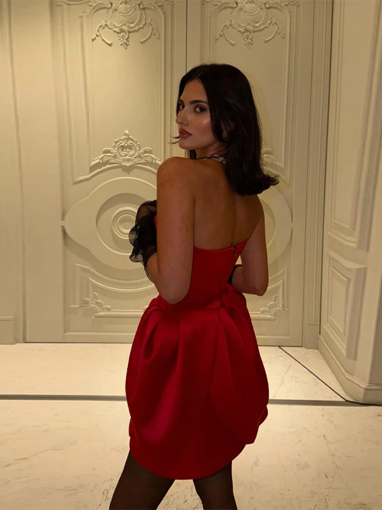 Casual Tub Top Floral Dress Women Pleated